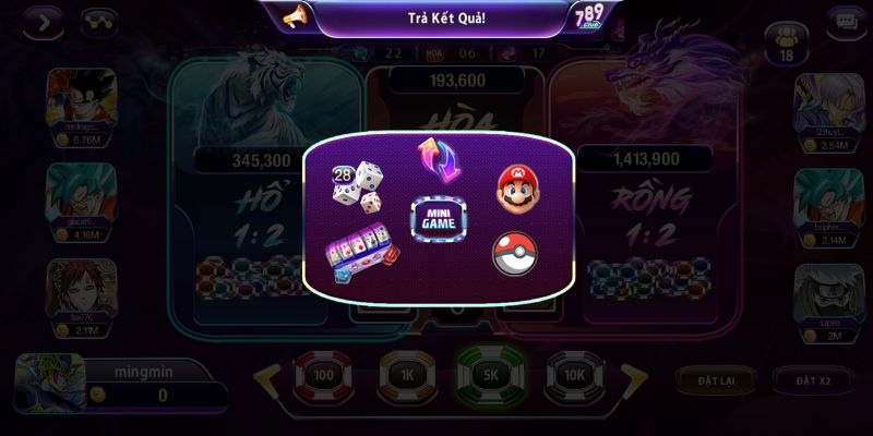 Nhiều sảnh minigame siêu vip